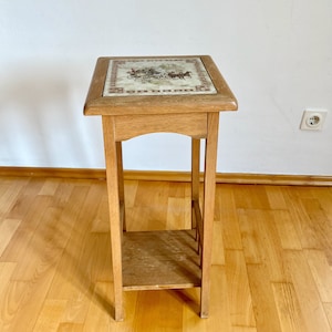 Vintage Flower&#39;s Stand H 65cm with Ceramic Tile Top Surface Plant Stand Germany 1980s