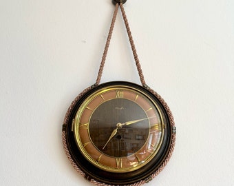 KIENZLE Quartz Wall Clock with Rope Suspension Vintage Germany 1980s