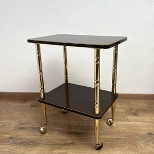 French Side Table on Wheels Vintage 1970s