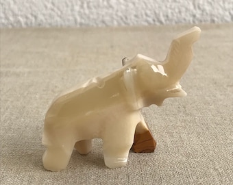 Gemstone Elephant Figurine Small Statue Vintage Decor