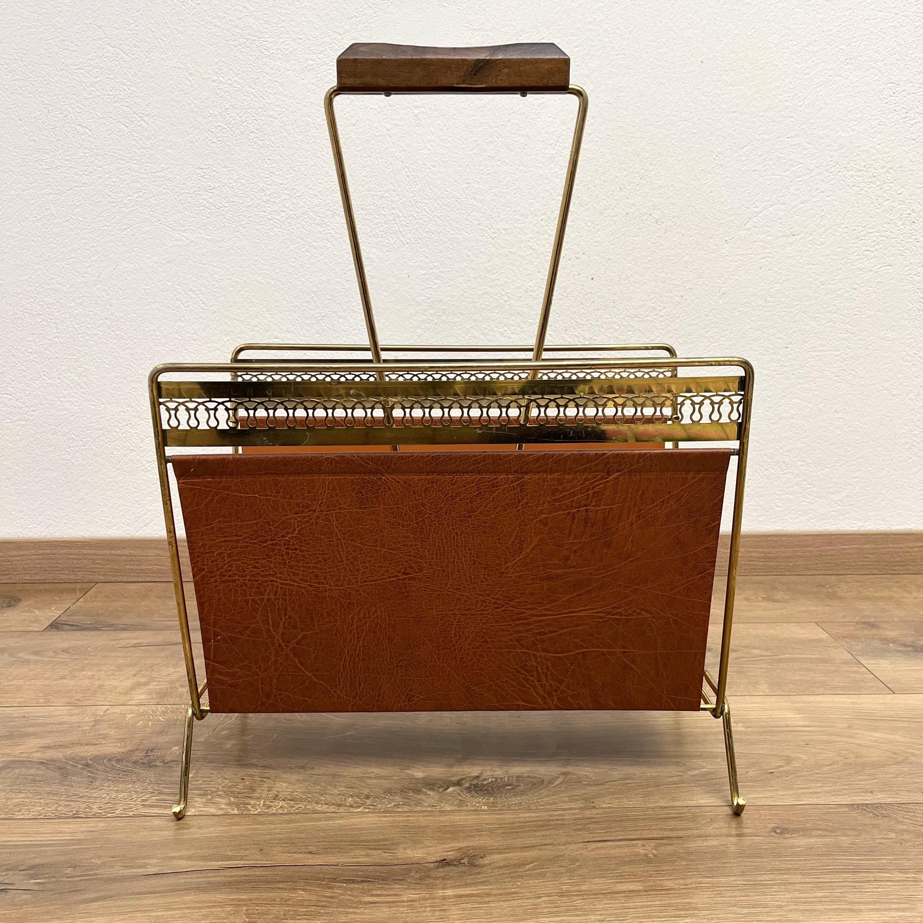 ヴィンテージ マガジンラック ドイツ製 新聞 雑誌 入れ 希少 真鍮