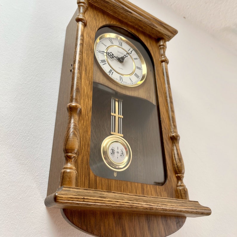 Wall Clock Junghans Vintage RA Pendulum Quartz Wooden Case Wall Clock