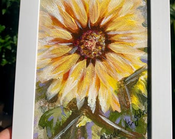 Sunflower abstract acrylic painting small for Mother’s Day