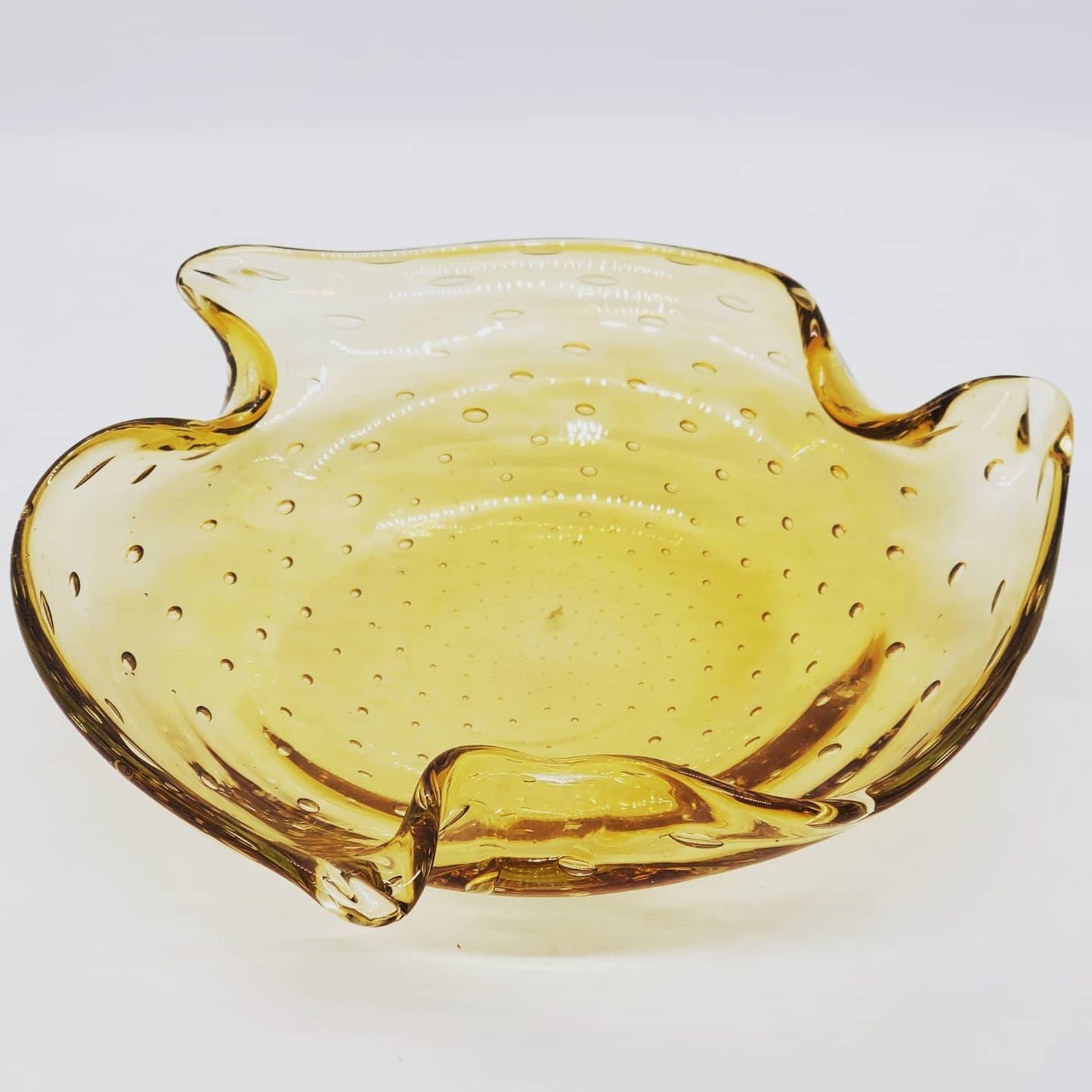 Vintage Controlled Bubble Amber Folded Glass Ashtray or Etsy