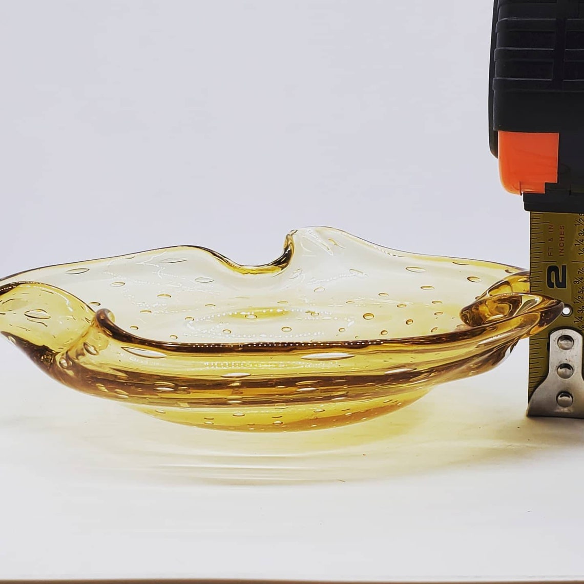 Vintage Controlled Bubble Amber Folded Glass Ashtray or Etsy