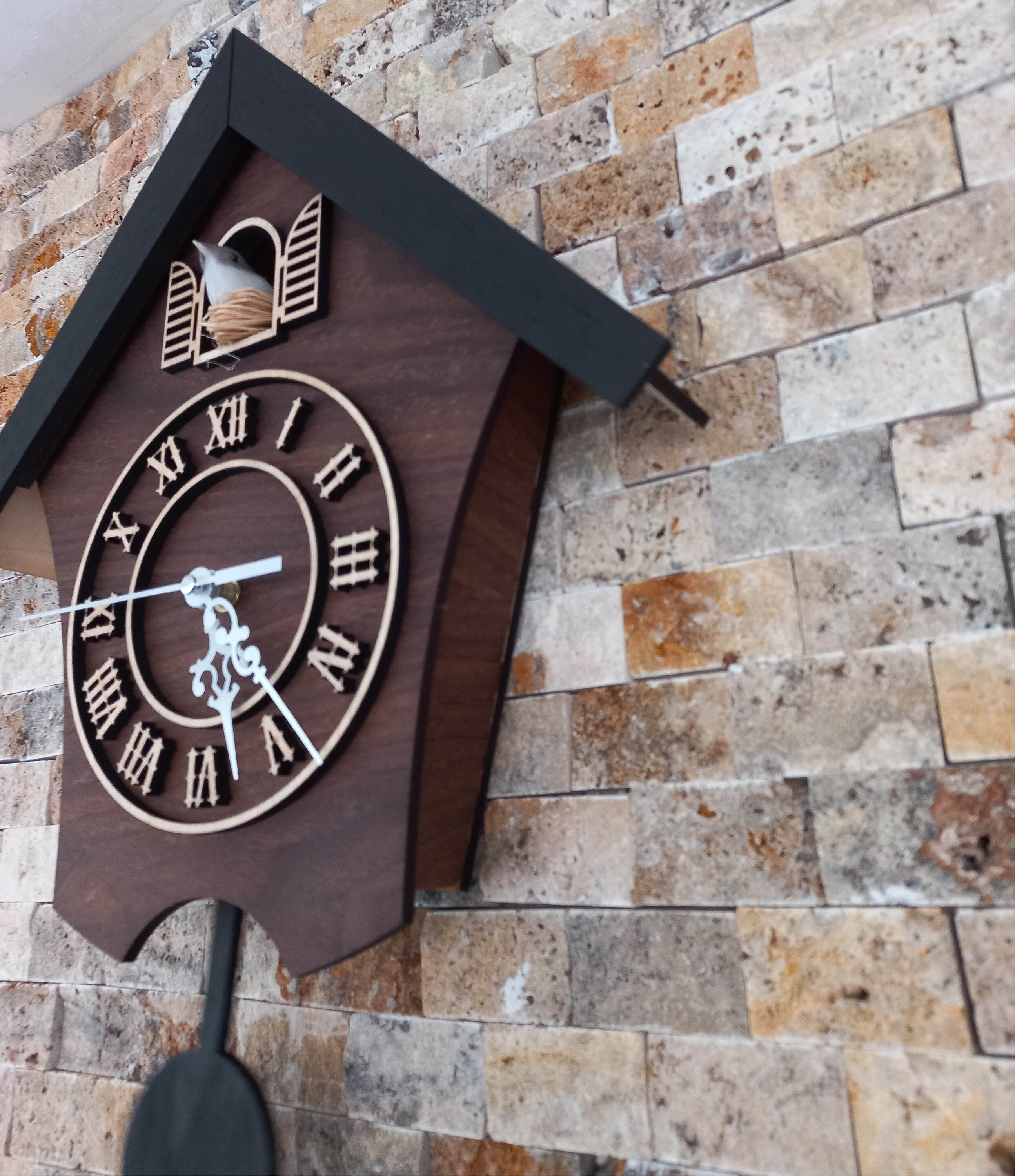 Ikasus Quartz Cuckoo Clock - Traditional Wooden Pendulum Wall Clock With Bird