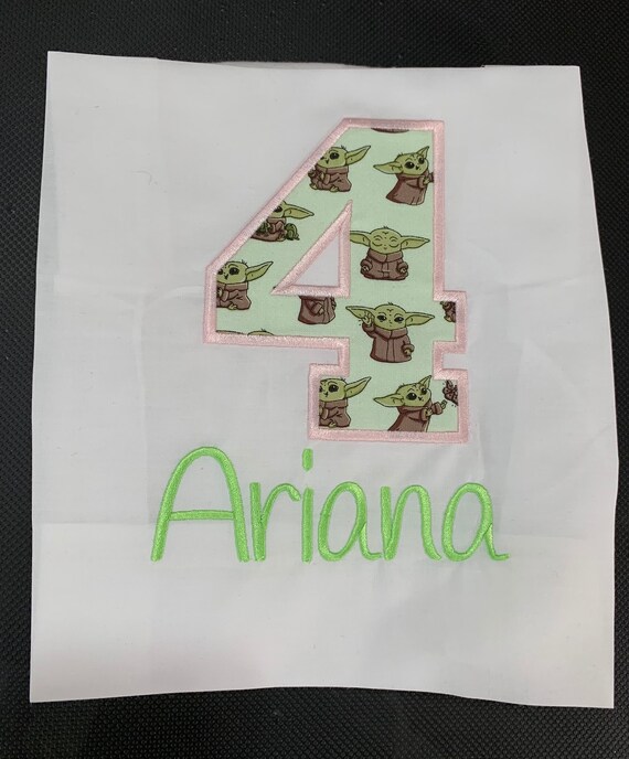 Baby Yoda Personalized Customizable Embroidered Birthday Etsy