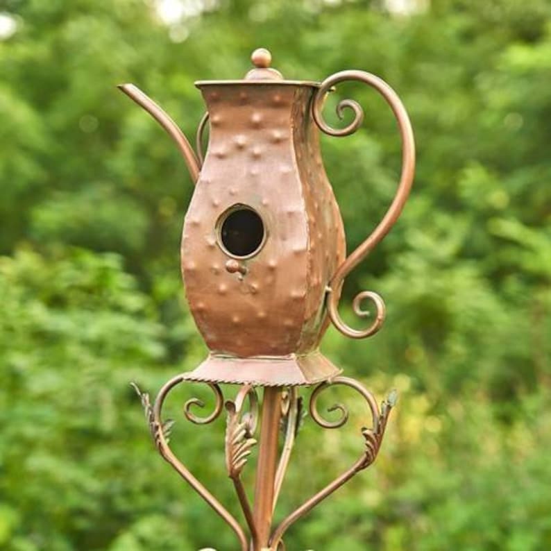 Teapot Birdhouse Garden Stake Etsy