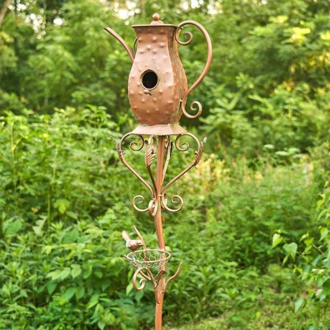 Teapot Birdhouse Garden Stake Etsy