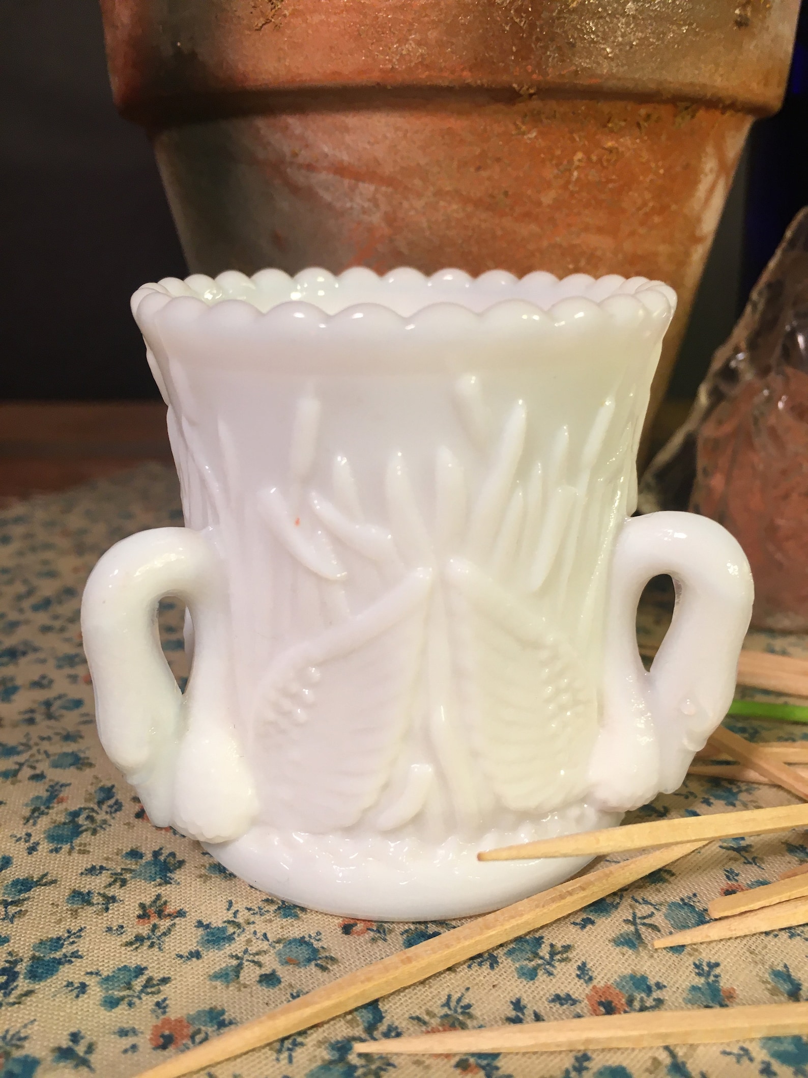 Vintage Westmoreland Swan Milk Glass Swan Toothpick Holder Etsy