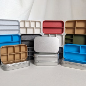 Altoid Tin Inserts -Installed in Silver TIn- Organizer Tray Art Pallet Survival Sewing Kit Metal Tin Trinket Organizers Trays