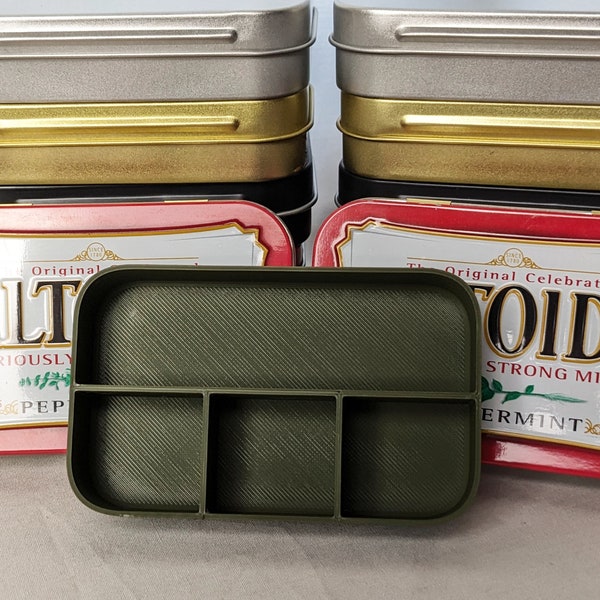 Altoid Tin Inserts - 1 Large  plus 3 Small Slot- Organizer Tray Art Pallet Survival Sewing Kit Metal Tin Trinket Organizers Trays - Layout P