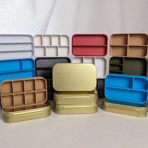 Altoid Tin Inserts -Installed in Gold TIn- Organizer Tray Art Pallet Survival Sewing Kit Metal Tin Trinket Organizers Trays