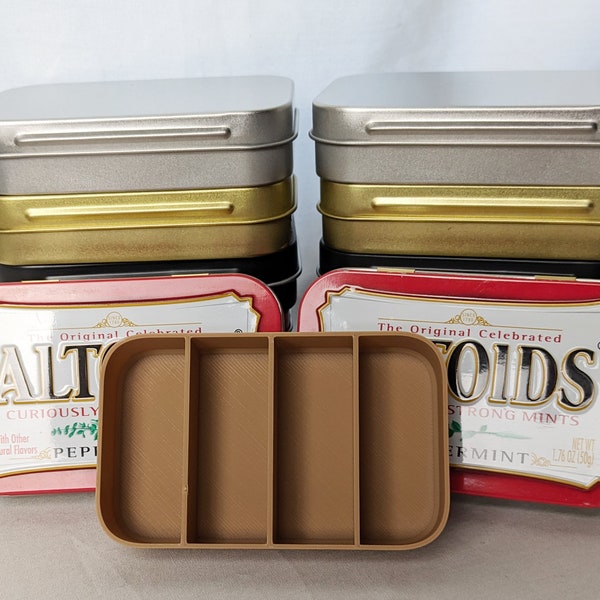 Altoids Tin Insert - 4 Short Slots - Organizer Trays for Metal Tins, EDC, Trinket Organizers for Sewing and Fishing Tackle - Layout H