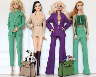 Purple Green Tan Pants Jacket Blazer Poppy Parker and other 12" Dolls Free Shipping!!!