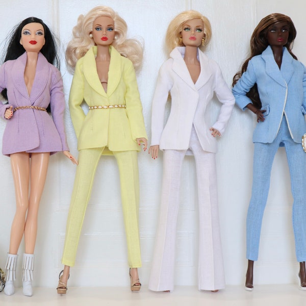 Pastel Blue Yellow Lavender Suit White Jacket Blazer Poppy Parker and other 12" Dolls Free Shipping!!!