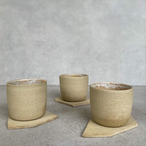 Unika Studio • SIRACUSA CUP + PLATE • wheel thrown stoneware handmade ceramic cup, tea, coffee cup with plate