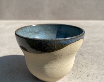 Handmade Stoneware Espresso Cup: Deep Blue Ceramic Pottery