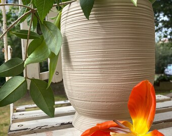 Handmade Stoneware Ceramic Vase: White Glazed Pottery