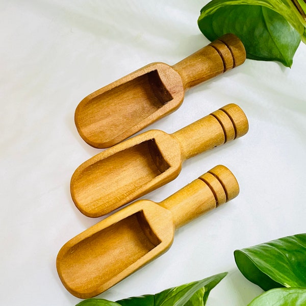 Mini cuchara de madera cuchara pequeña para sales de baño Cucharas de bambú pequeñas, sales de baño, exfoliación de baño, exfoliación de labios - Cuidado de la piel