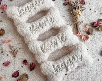 Custom Plush Dog Bone Toy with Name, Personalized Squeaky Puppy Gift