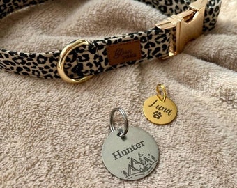 Custom pet ID tag, personalized puppy tag, Cat id tag, Engraved dog tag - Gold, Silver, Rose, Small and large metal pet tags with name