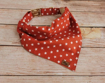 Ginger Star Dog Collar & Bandana Set: Personalized Puppy Collar