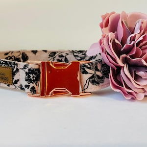 Dog Collar Flower Attachment, Removable Pet Collar Accessory, Dog Collar Flower, Wedding Set pink Floral dog collar