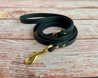 Thin dog leash with gold snap for small dogs, Lightweight and comfortable puppy leash, 0,6"/15mm wide pet lead, Thin dog leash