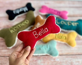 Personalized Plush Dog Bone Toy: Embroidered Puppy Gift