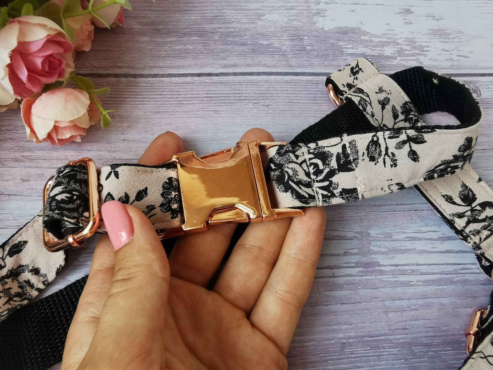 Personalized Dog Harness Girl High Quality Floral Dog Etsy