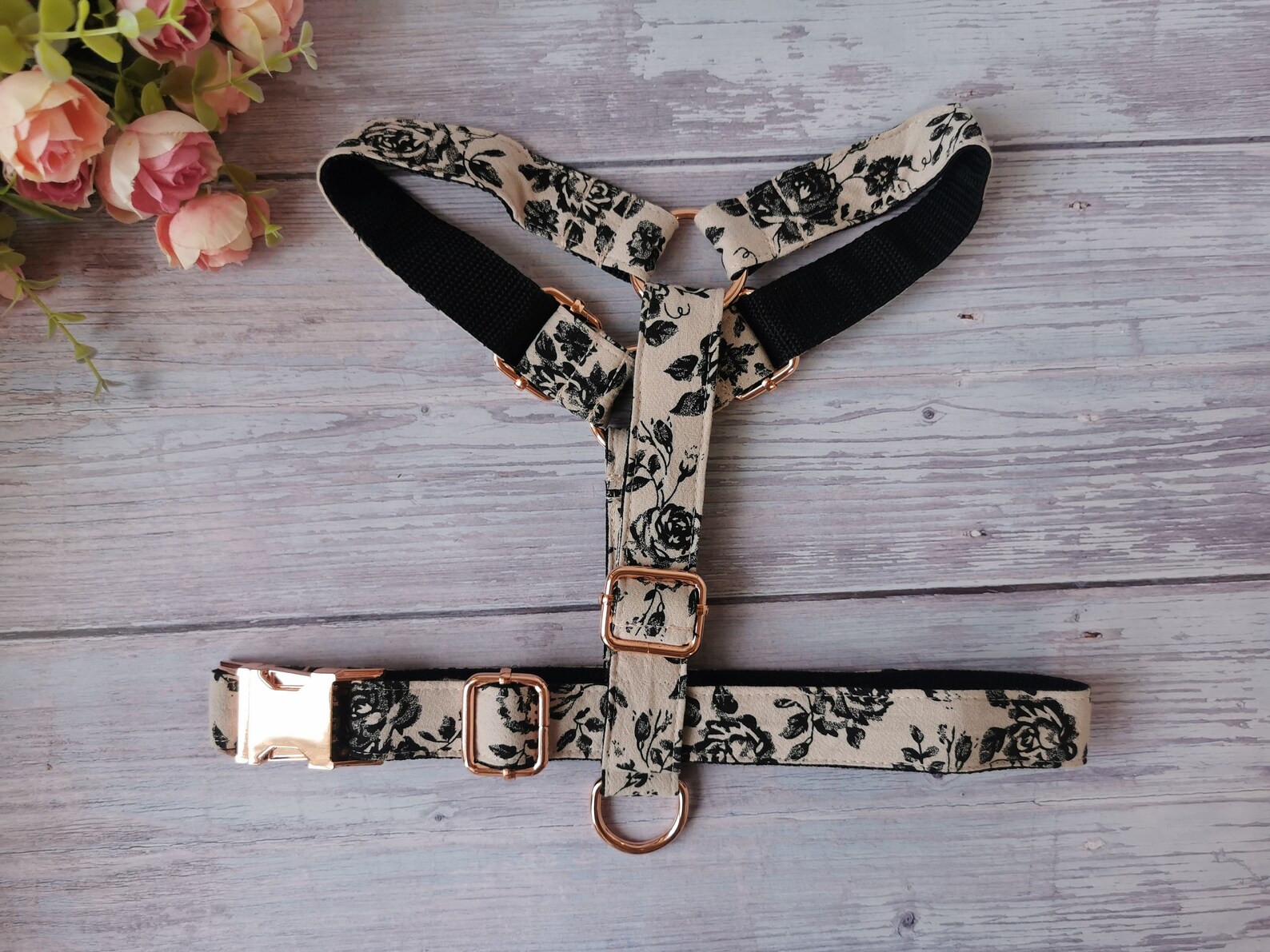 Personalized Dog Harness Girl High Quality Floral Dog Etsy