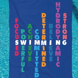 Motivational Swim Towel, Positive Quotes for Swimmers, Pool Essentials, Beach Accessories, Inspirational Gifts, Beach Towel, Aquatics Lover