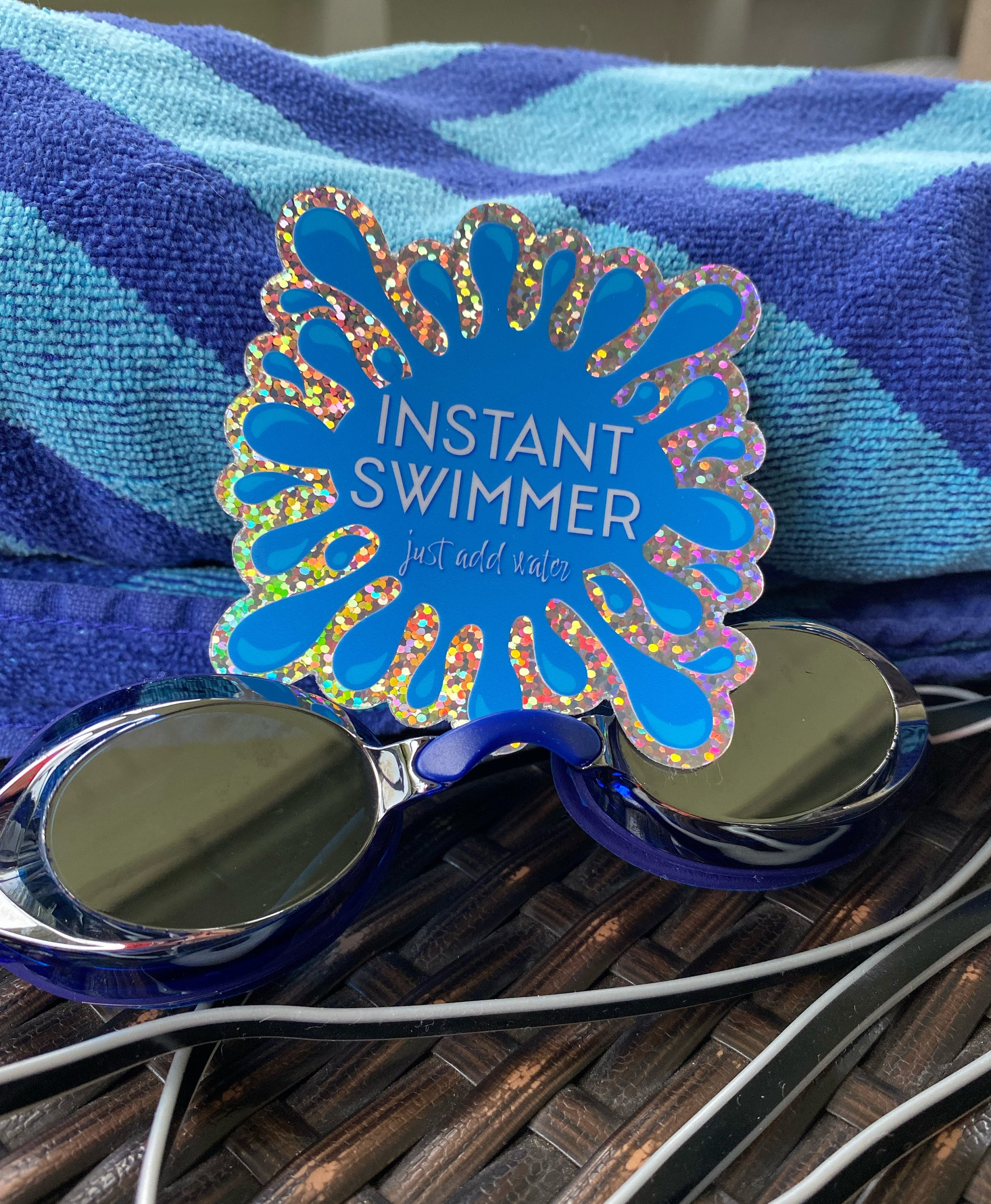 Santiszing Sticker Swim Instant Swimmer Just Add Water Glitter Sticker: Swim Team Vinyl Decal ...