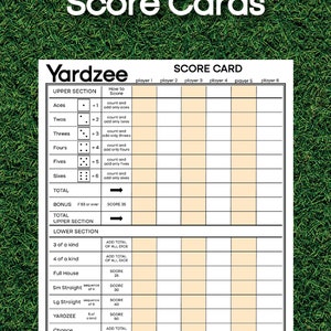 Printable Yardzee Score Card Digital Instant Download | Yahtzee Family Lawn Game | Summer Sunday Funday Party Scorecard | Outside Activity