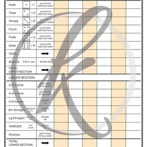 Printable Yardzee Score Card Digital Instant Download | Yahtzee Family Lawn Game | Summer Sunday ...
