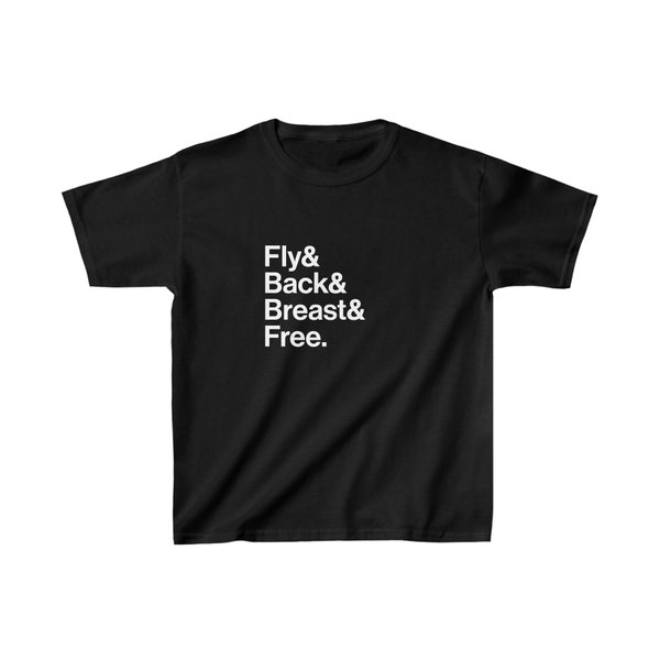 Swim Strokes Youth Unisex Softstyle T-Shirt | Custom Cotton Swimmer Tee | Butterfly Backstroke Breaststroke Freestyle Short Sleeve Shirt