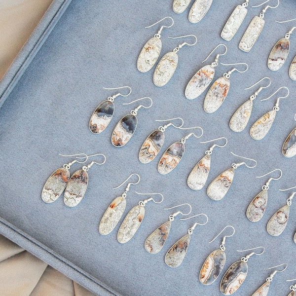 Crazy Lace Agate Earring, Handmade Wholesale Earring