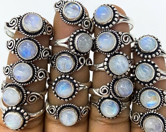 Moonstone Boho Ring - Rainbow Moonstone Silver plated Ring - Hand Crafted Bohemian Ring - Rainbow Moonstone- free shipping ring - boho ring