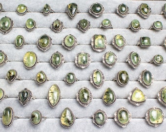 Handmade Prehnite crystal rings for women Handmade jewelry rings Rings for women assorted US Sizes
