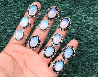 Opalite Rings Handmade jewelry boho vintage Rings For Women, Opalite Crystal Jewelry, Assorted ring sizes dainty rings bridesmaid gift