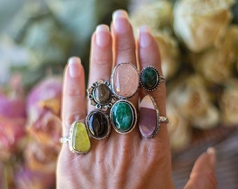 crystal Rings for women, Vintage rings, Handmade Jewelry Silver Plated Rings, vintage jewelry Rings, bulk rings, mystery rings US Size 6-10