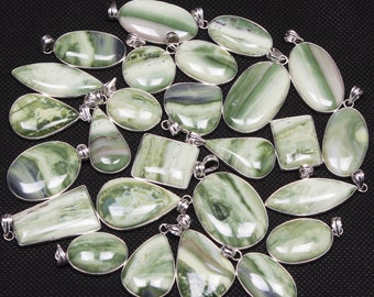 Serpentine Pendants, Serpentine Gemstone Handmade Bezel Pendants Necklace Jewelry, Wholesale Pendants For Bulk Sale