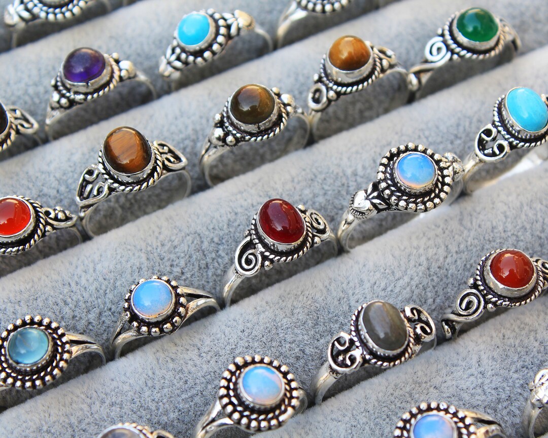 Handmade Gemstone Rings for Women, Dainty Stackable Rings, Crystal ...