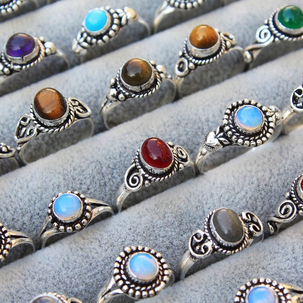 Handmade Gemstone rings for women, dainty stackable rings, crystal handmade jewelry for gifts and retailers, crystal ring, vintage rings