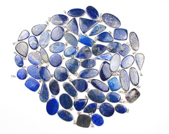 Natural Lapis Lazuli Necklace Pendant, Silver Overlay Crystal Bezel Pendants, Lapis Lazuli Gemstone Necklace Pendant, Women Gemstone Jewelry