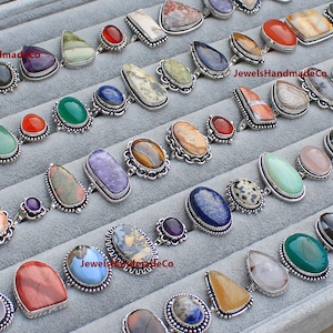 Assorted Crystals Rings For Women, Multi Color Gemstone Ring Jewelry, Wholesale Lot Rings For Bulk Sale