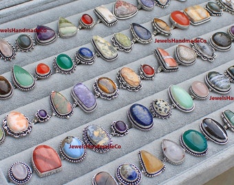 Assorted Crystals Rings For Women, Multi Color Gemstone Ring Jewelry, Wholesale Lot Rings For Bulk Sale