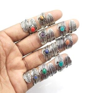 Assorted Crystal Gemstone Ring, Adjustable Ring, Silver Plated Ring, Boho Handmade Ring, Women Adjustable Ring Lot image 6