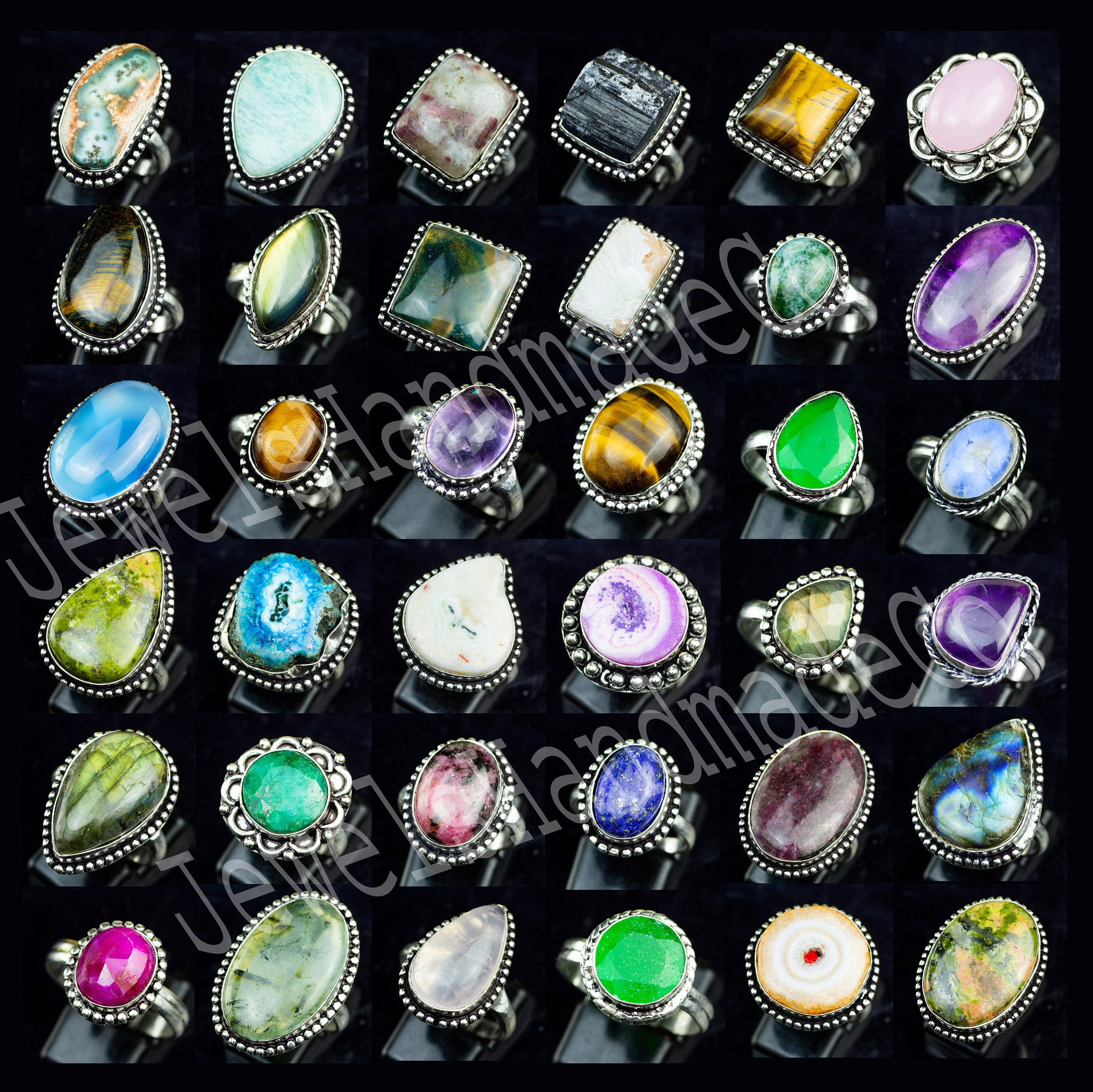 Rings Lot crystal rings set hippie rings Handmade Jewelry Etsy